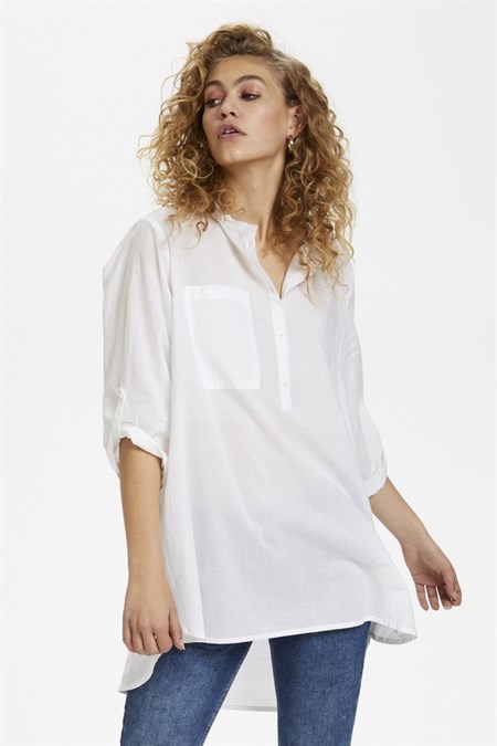 D/H Long Shirt With Large Pocket White 