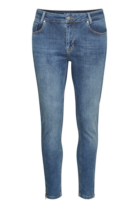 My Essential Wardrobe Celina Zip Denim Jeans Medium Blue    