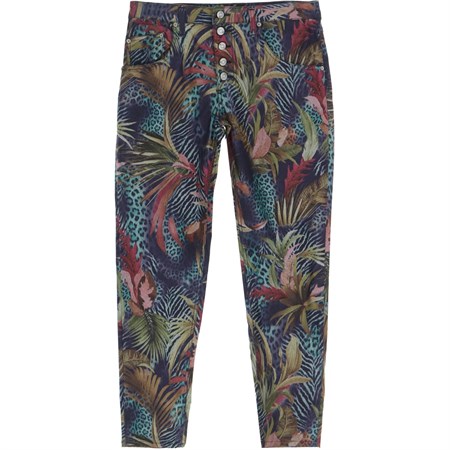 Please Jeans Fashion Multicolour Palm Print     