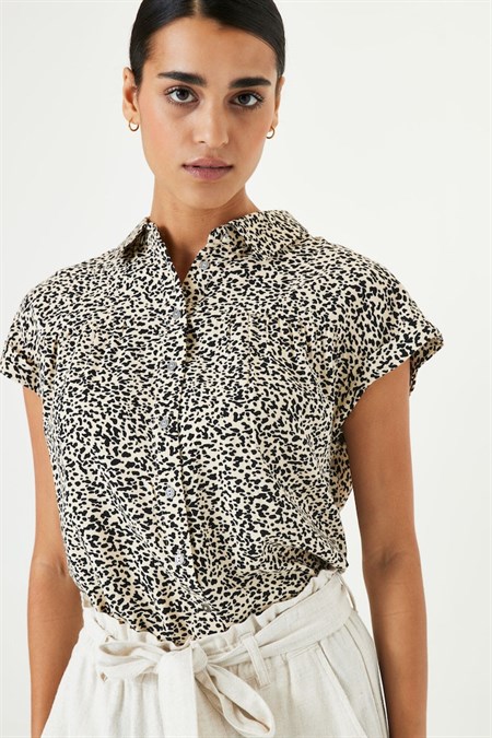 Garcia Shirt Top Black Print 