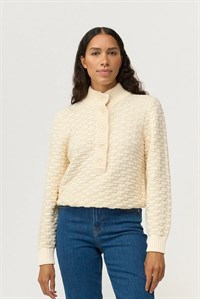 Pieszak PD-Grace Half Placket Knit Sweater Ecru