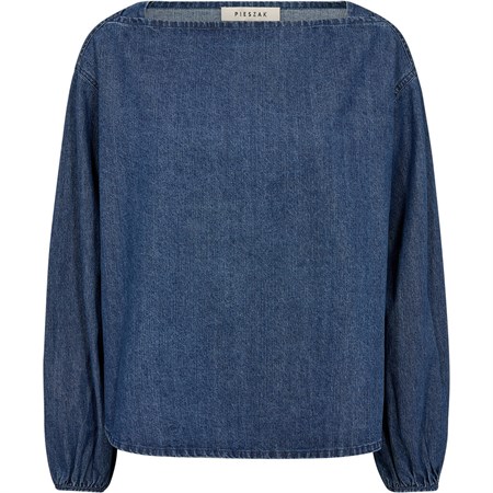 Pieszak PD-Maria Boatneck Blouse Mid Blue Denim 