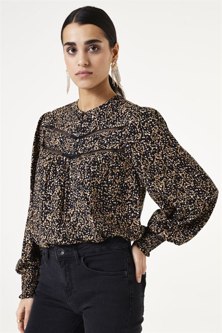 Garcia Shirt Blouse Black Print  