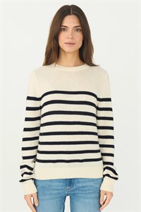 Pieszak PD-Manilla Stripe Knit White Pearl Navy  