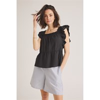 Luxzuz Top Ruffel Black