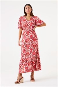 Garcia Viscose Dress Printed Ruby Red 