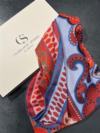 Charlotte Sparre Connie Uld Silke Tørklæde Red Blue  