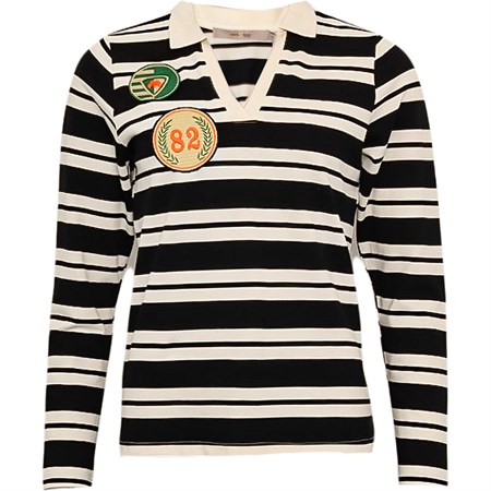 CostaMani Bendtner Stripe Polo Black Stribe  