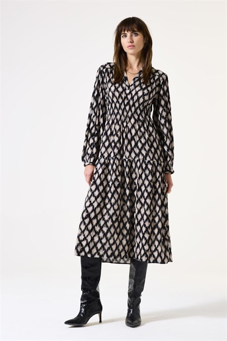 Garcia Dress Black print with Gold 