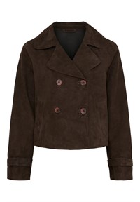 Notyz Ruskind Trenchcoat kort Dark Chocolate Brown     