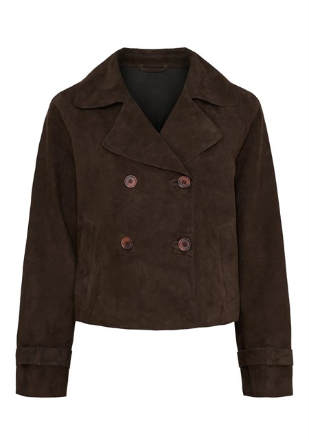 Notyz Ruskind Trenchcoat kort Dark Chocolate Brown     