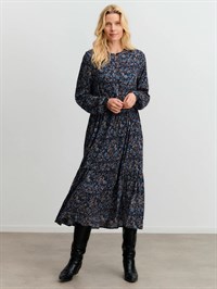 Rosemunde Elif Long Volume Dress Utopian Flower Paint 