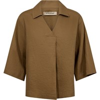 Pieszak PD-Lina Linen V-Neck Blouse Camel  