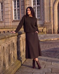 La Rouge Sofie Wool Skirt Dark Brown  